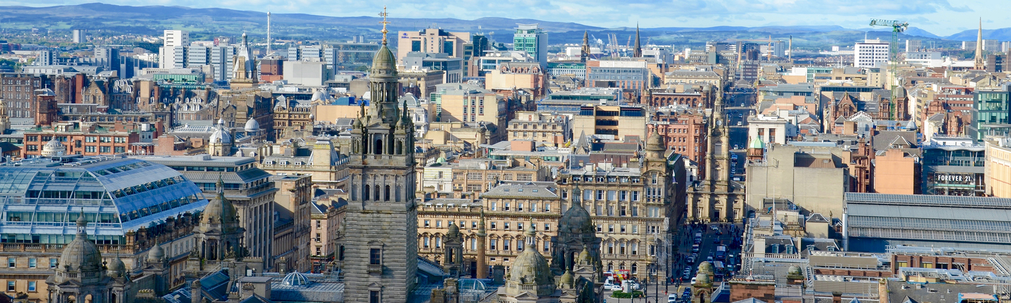 View of George Square and the City Centre from the Livingstone Tower